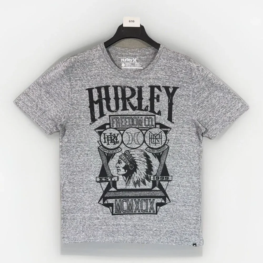 Hurley Graphic Tee Shirt Freedom Co Premium Fit Triblend Large L Gray Heather - Picture 1 of 9